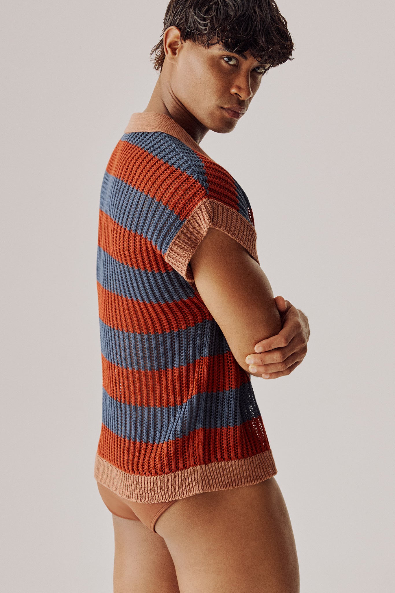 Polo tricot oversized marinheiro