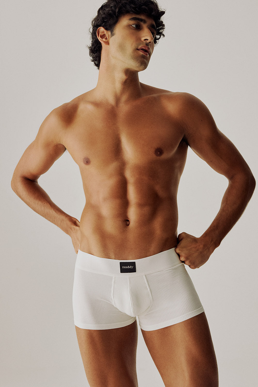 Boxer canelada off-white