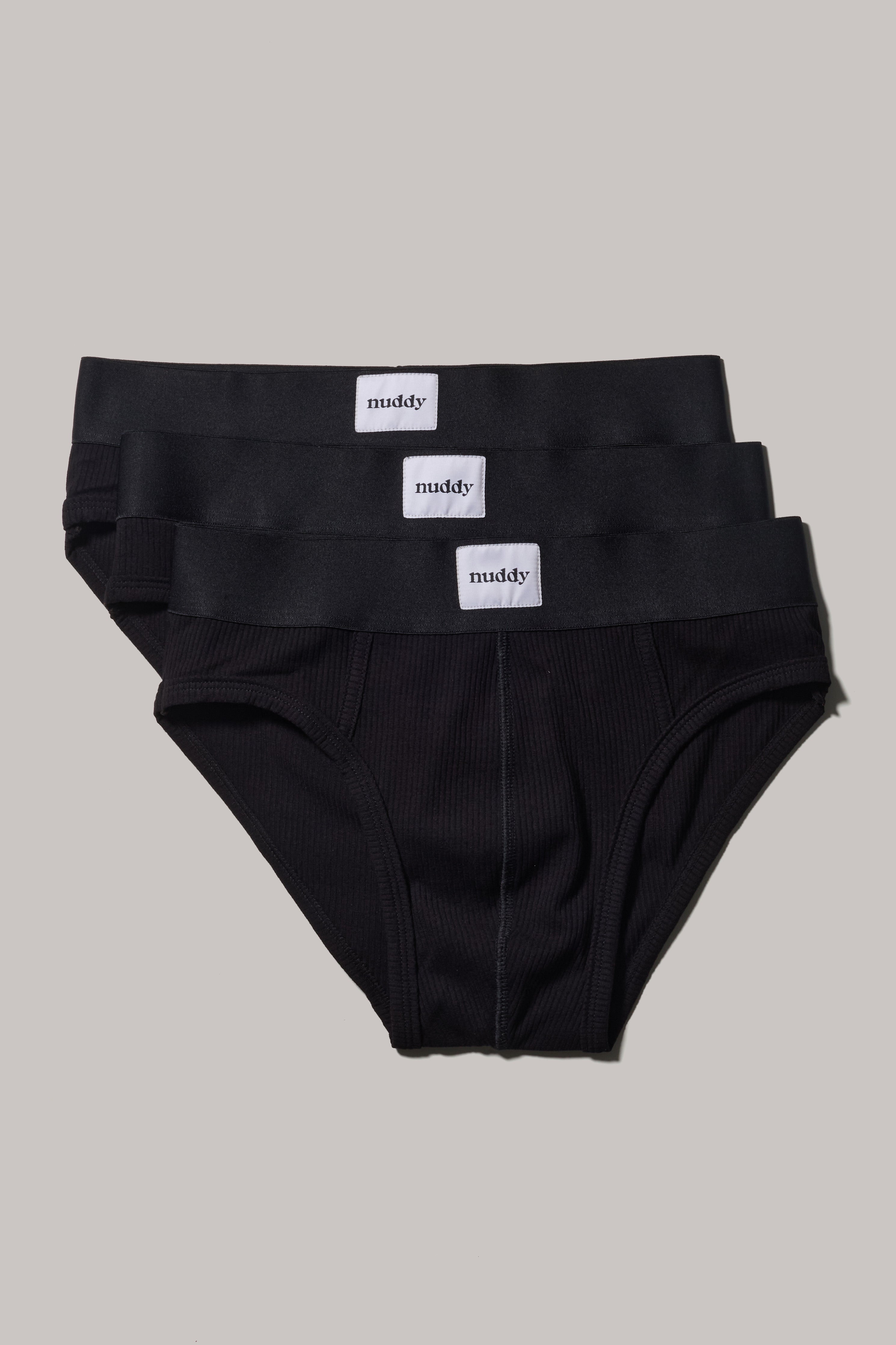 Kit 3 slips caneladas pretas