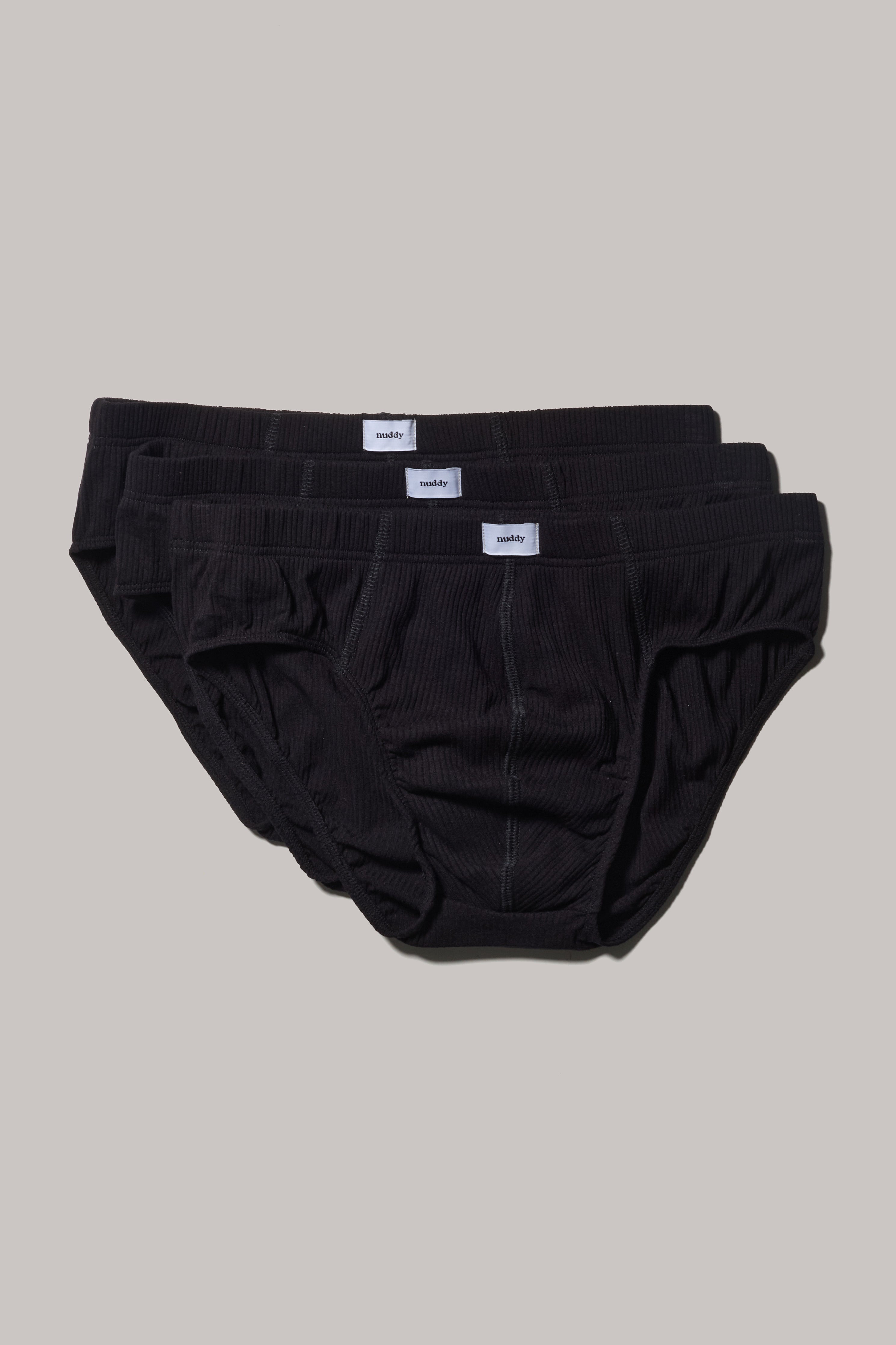 Kit 3 mini slips caneladas pretas