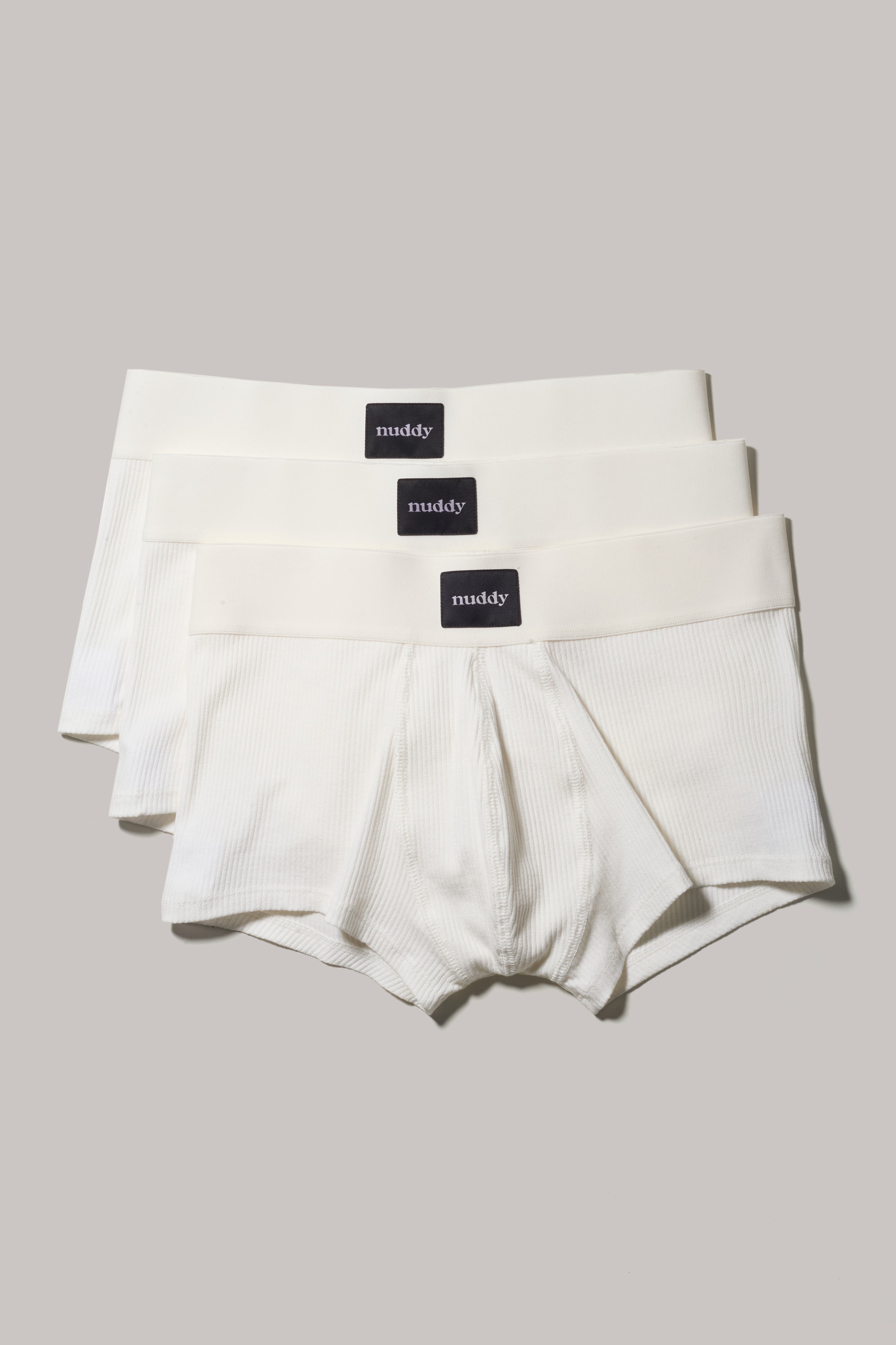 Kit 3 boxers caneladas off-white