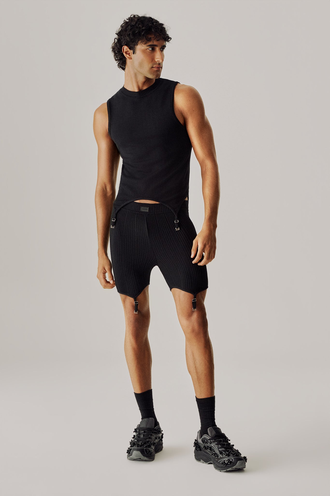 Bermuda ciclista tricot liga preto